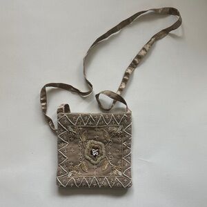 Embroidered Tan Crossbody Bag